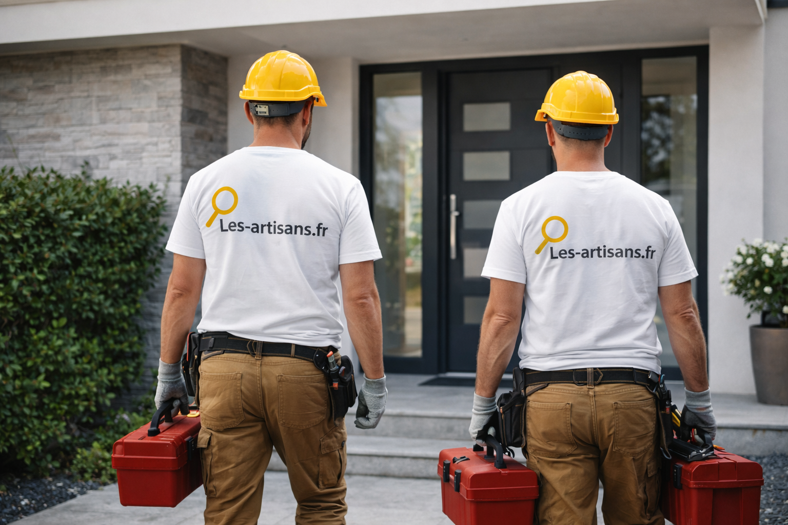 Artisans professionnels du bâtiment intervenant pour des travaux de rénovation en France